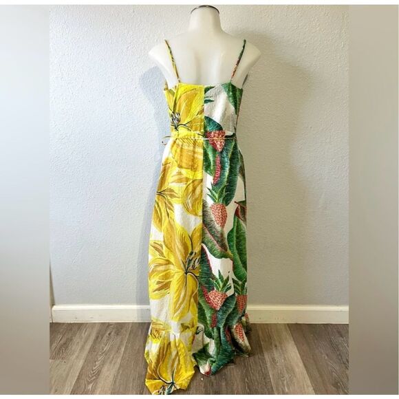 NWOT FARM Rio Azalea Forest Sleeveless Tropical Green Yellow Wrap Midi Dress XS - Picture 5 of 10
